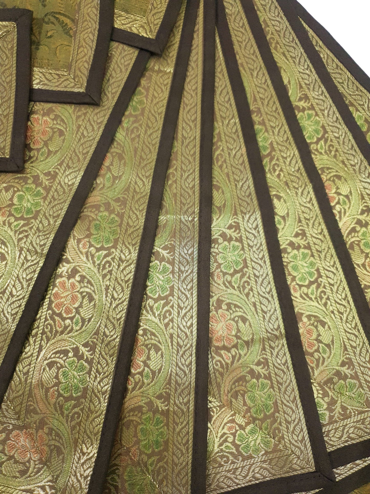 13 PC Indian Banarasi Silk Brocade Paisley Table Runner Dining Decor Gift Cloth