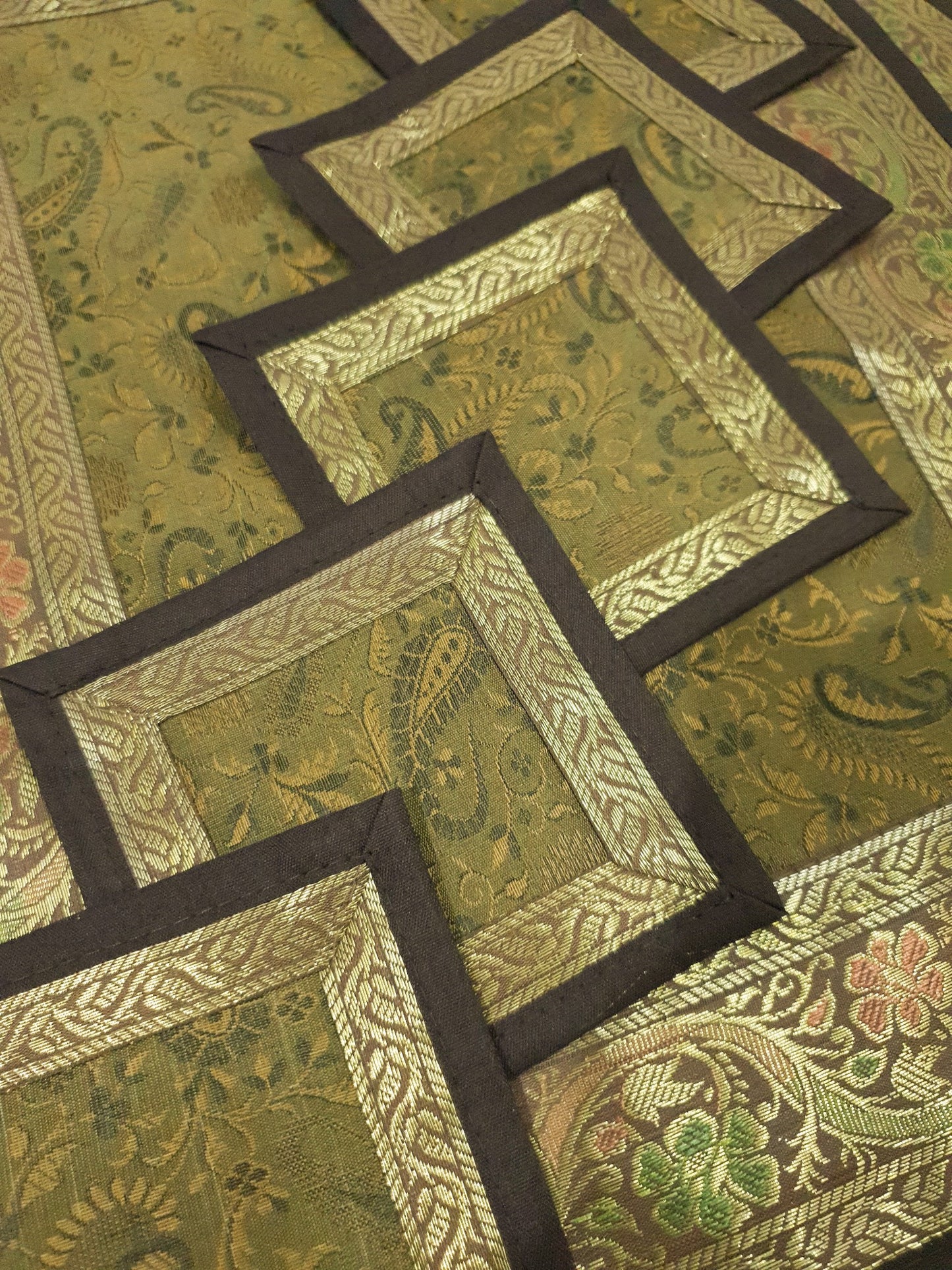 13 PC Indian Banarasi Silk Brocade Paisley Table Runner Dining Decor Gift Cloth