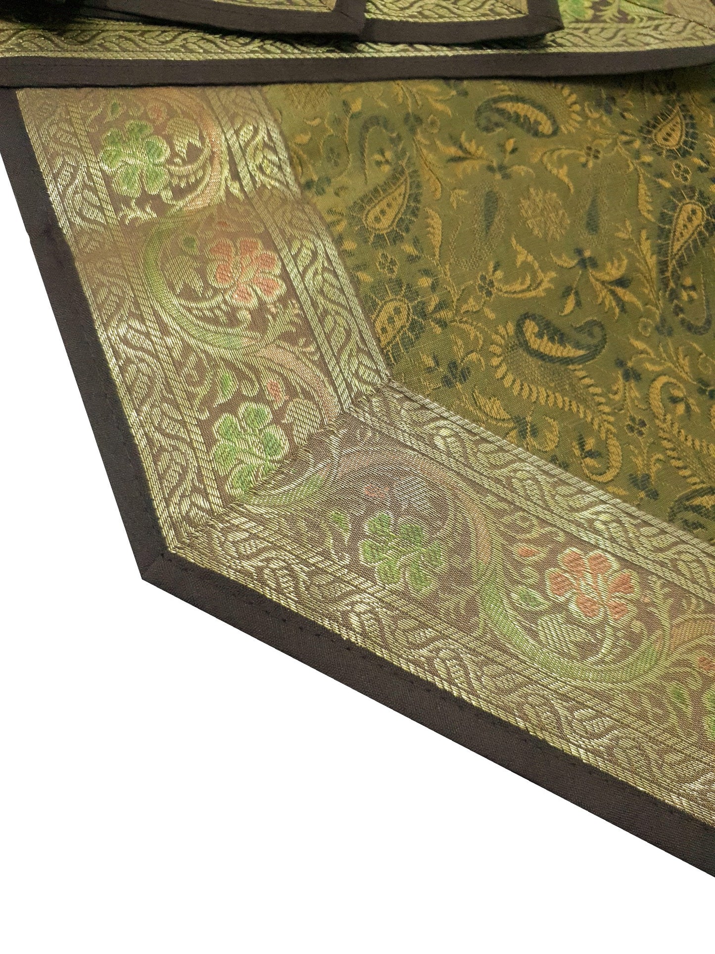 13 PC Indian Banarasi Silk Brocade Paisley Table Runner Dining Decor Gift Cloth