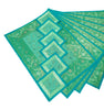 13 PC Aqua Green Banarasi Silk Table Runner – Indian Brocade Paisley Decor Gift
