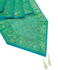 13 PC Aqua Green Banarasi Silk Table Runner – Indian Brocade Paisley Decor Gift