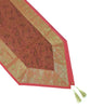 13 PC Coral Banarasi Silk Table Runner Indian Brocade Paisley Dining Decor Gift