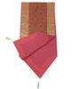 13 PC Coral Banarasi Silk Table Runner Indian Brocade Paisley Dining Decor Gift