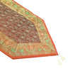13 PC Banarasi Table Runner Rust Indian Silk Brocade Paisley Dining Decor Cloth