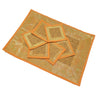 13 PC Mustard Banarasi Table Runner Silk Brocade Paisley Dining Decor Cloth Gift