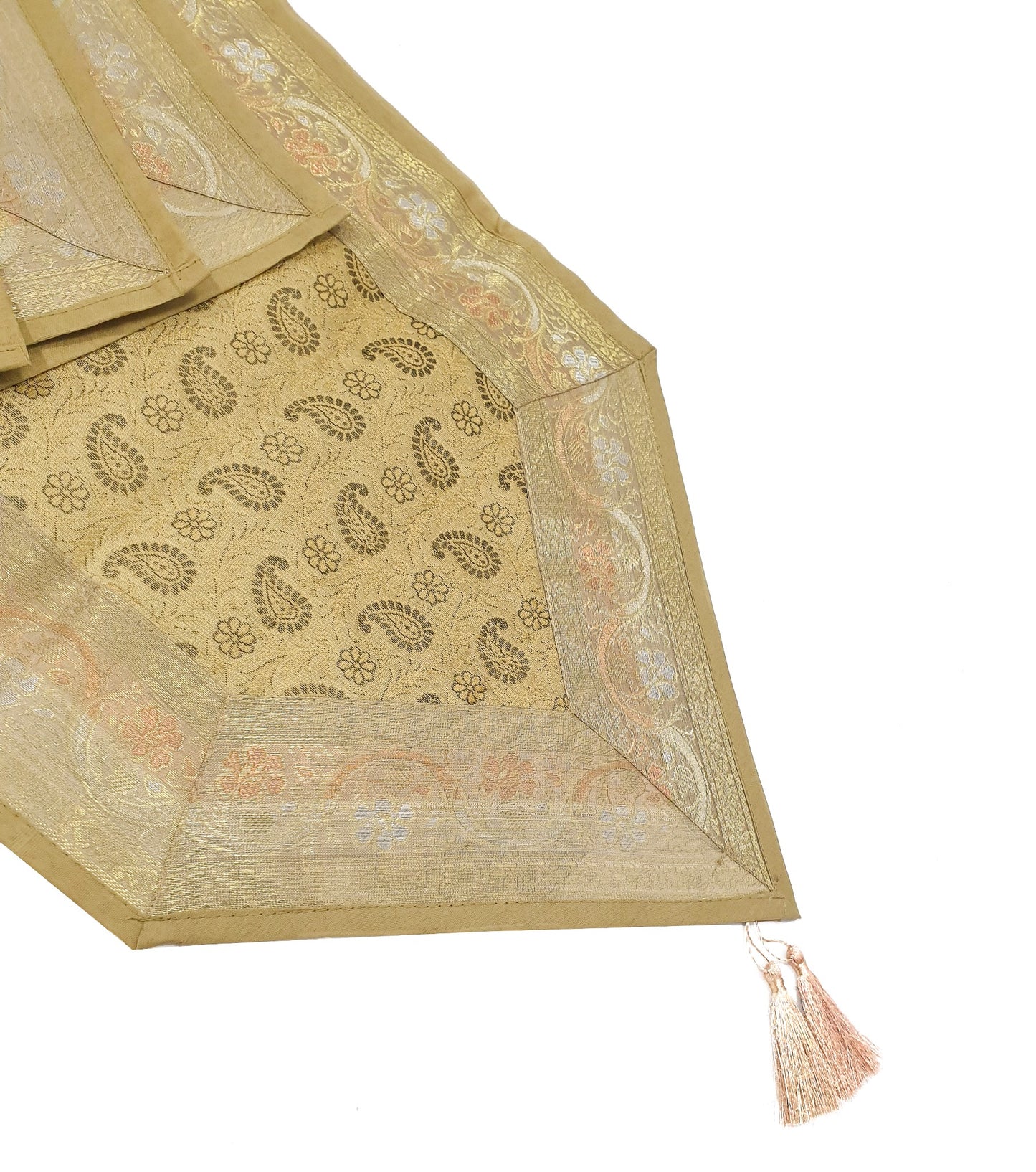 13 PC Banarasi Table Runner Dining Decor Silk Brocade Paisley Cloth Indian Gift