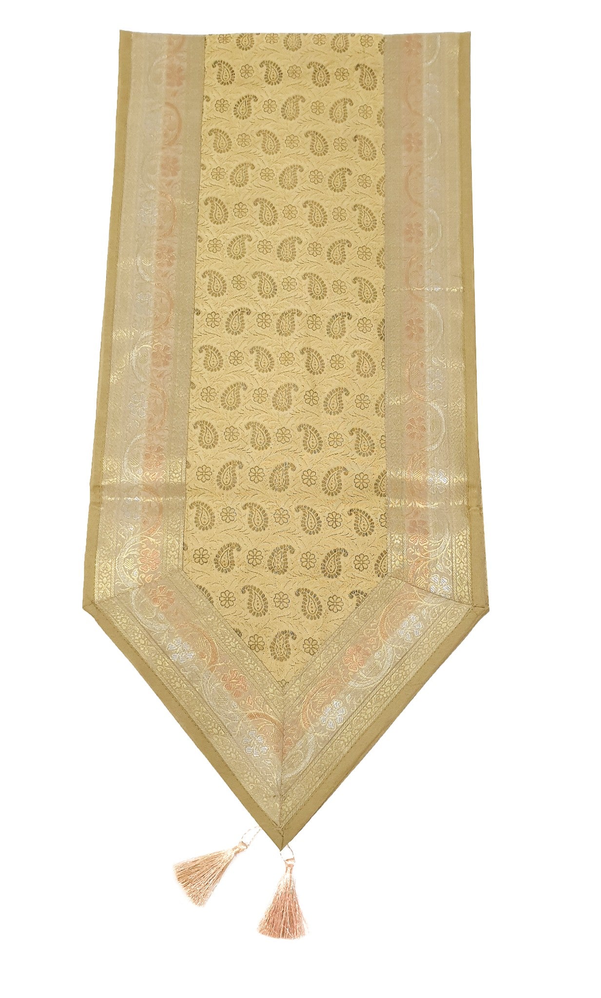 13 PC Banarasi Table Runner Dining Decor Silk Brocade Paisley Cloth Indian Gift