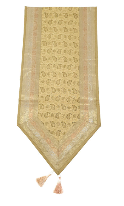 13 PC Banarasi Table Runner Dining Decor Silk Brocade Paisley Cloth Indian Gift
