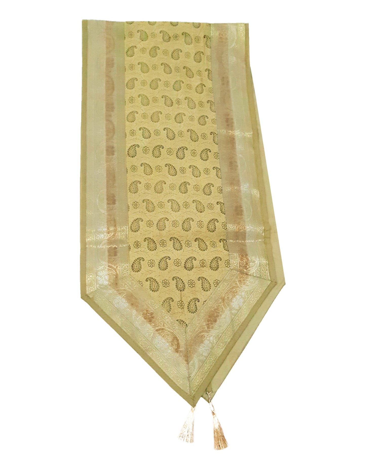13 PC Indian Banarasi Table Runner Dining Decor Silk Brocade Gift Paisley Cloth