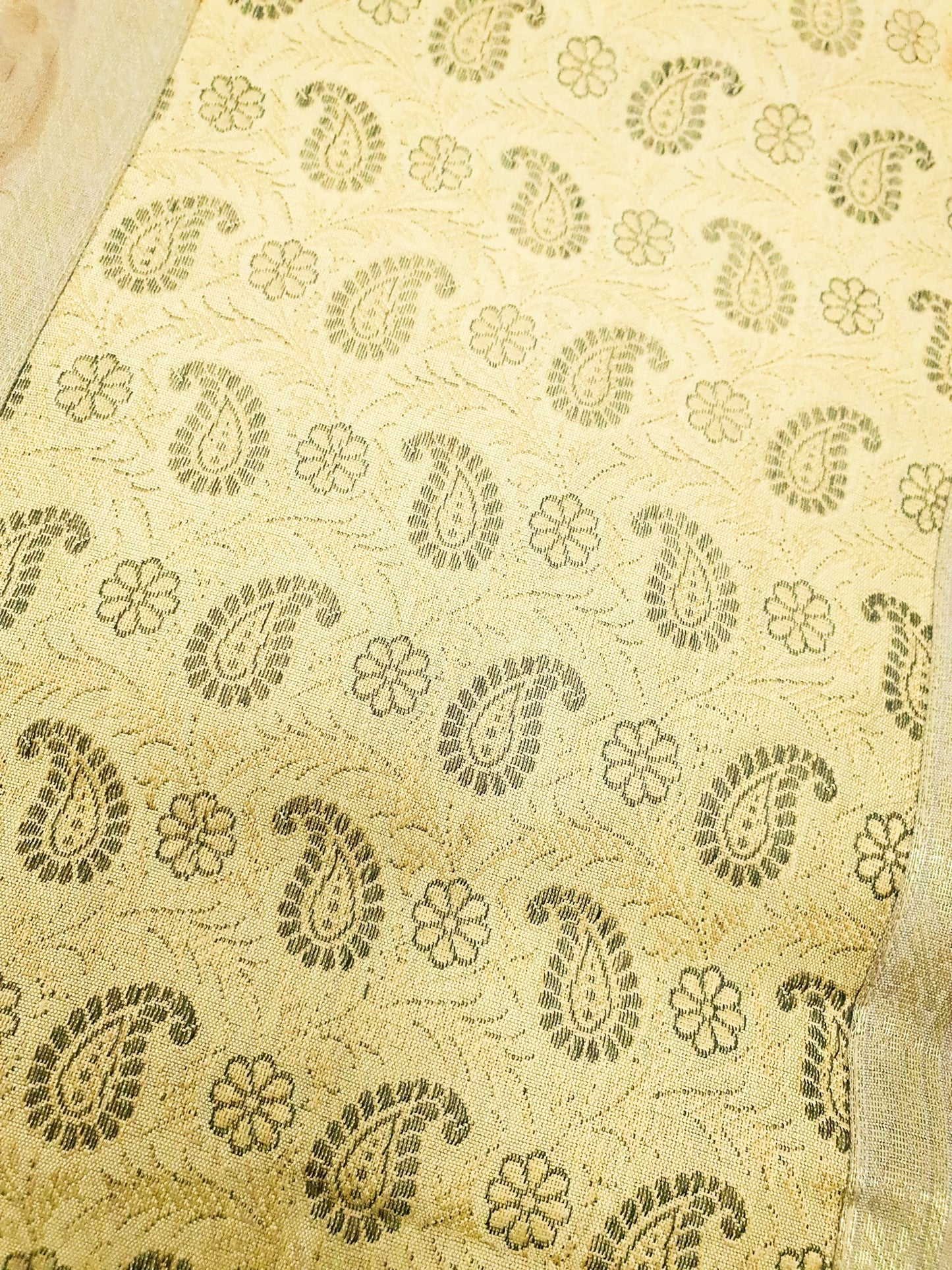 13 PC Indian Banarasi Table Runner Dining Decor Silk Brocade Gift Paisley Cloth