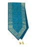 Set of 13 Teal Blue Banarasi Silk Table Runner – Paisley Brocade Decor Gift Item