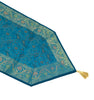 Set of 13 Teal Blue Banarasi Silk Table Runner – Paisley Brocade Decor Gift Item