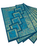 Set of 13 Teal Blue Banarasi Silk Table Runner – Paisley Brocade Decor Gift Item
