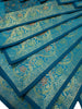 Set of 13 Teal Blue Banarasi Silk Table Runner – Paisley Brocade Decor Gift Item