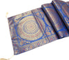 Blue Banarasi Table Runner 72x16" Silk Brocade Mandala Dining Decor Cloth Gift