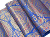 Blue Banarasi Table Runner 72x16" Silk Brocade Mandala Dining Decor Cloth Gift