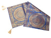 Blue Banarasi Table Runner 72x16" Silk Brocade Mandala Dining Decor Cloth Gift