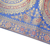 Blue Banarasi Table Runner 72x16" Silk Brocade Mandala Dining Decor Cloth Gift