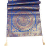 Blue Banarasi Table Runner 72x16" Silk Brocade Mandala Dining Decor Cloth Gift
