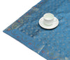Dining Table Top Cover Cloth Blue Indian Banarasi Silk Woven Paisley 88"x 47"