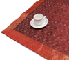 88"x 47" Dining Table Top Cover Indian Banarasi Silk Woven Paisley Cloth Maroon