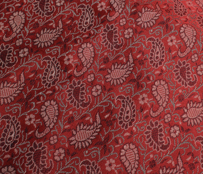 88"x 47" Dining Table Top Cover Indian Banarasi Silk Woven Paisley Cloth Maroon