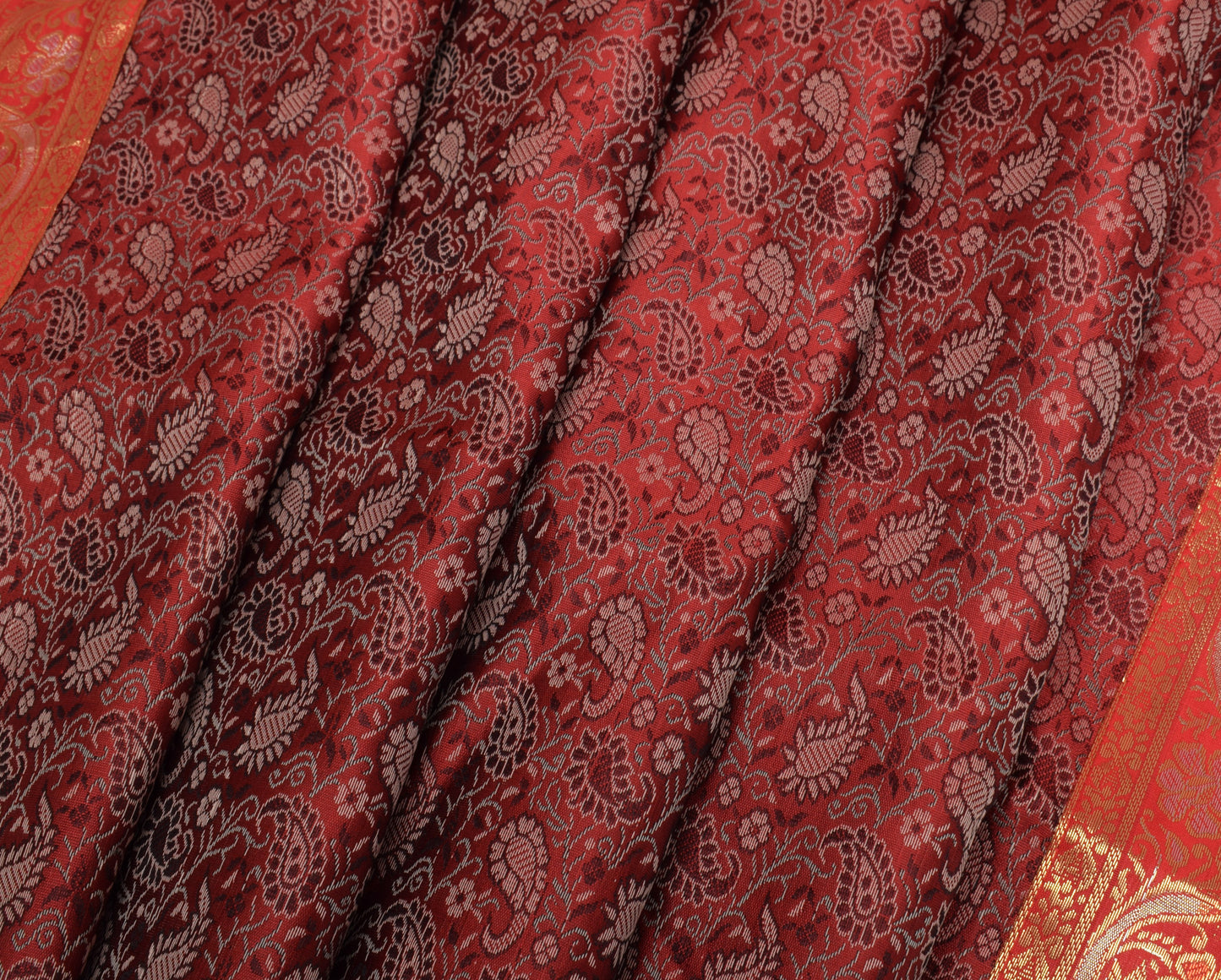 88"x 47" Dining Table Top Cover Indian Banarasi Silk Woven Paisley Cloth Maroon
