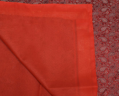 88"x 47" Dining Table Top Cover Indian Banarasi Silk Woven Paisley Cloth Maroon
