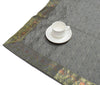 88"x 47"  Dining Table Top Cover Indian Banarasi Silk Woven Paisley  Gray Cloth