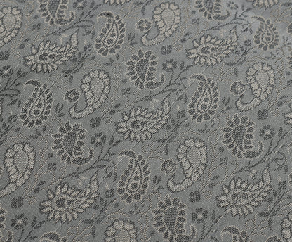88"x 47"  Dining Table Top Cover Indian Banarasi Silk Woven Paisley  Gray Cloth