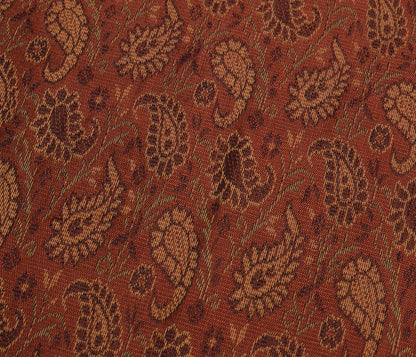 88"x47" Dining Table Top Cover Indian Banarasi Silk Woven Paisley Brown Cloth