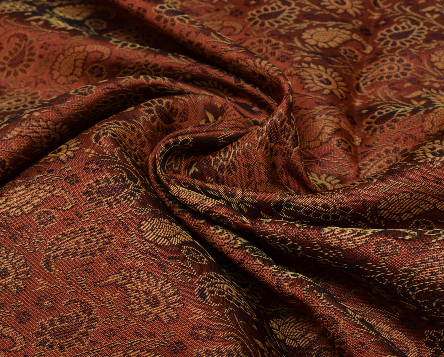 88"x47" Dining Table Top Cover Indian Banarasi Silk Woven Paisley Brown Cloth