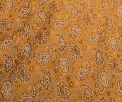 Indian Mustard Table Top Cover Woven Zari Border Art Silk Brocade 88"x47" Cloth