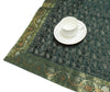 Indian Green Table Top Cover Woven Zari Border Art Silk Brocade 88" x 47" Cloth