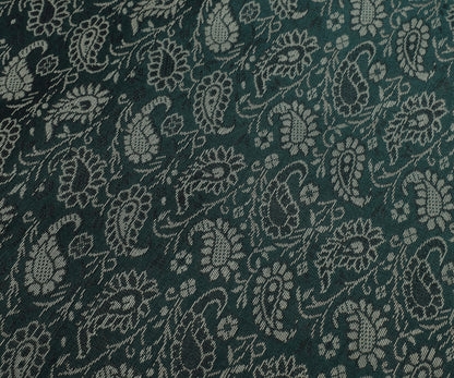 Indian Green Table Top Cover Woven Zari Border Art Silk Brocade 88" x 47" Cloth