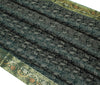 Indian Green Table Top Cover Woven Zari Border Art Silk Brocade 88" x 47" Cloth