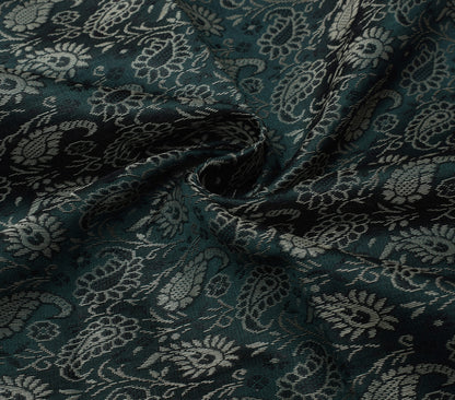 Indian Green Table Top Cover Woven Zari Border Art Silk Brocade 88" x 47" Cloth