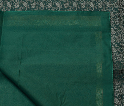 Indian Green Table Top Cover Woven Zari Border Art Silk Brocade 88" x 47" Cloth