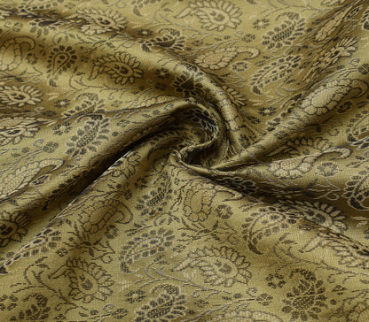 Rectangle Indian Banarasi Silk Woven Paisley Dining Table Top Cover Cloth Brown