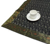 Indian Black Table Top Cover Woven Zari Border Art Silk Brocade 88" x 47" Cloth