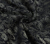 Indian Black Table Top Cover Woven Zari Border Art Silk Brocade 88" x 47" Cloth