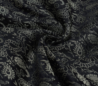 Indian Black Table Top Cover Woven Zari Border Art Silk Brocade 88" x 47" Cloth