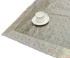 48 Square Indian Banarasi Silk Woven Paisley Dining Table Top Cover Cloth Gray