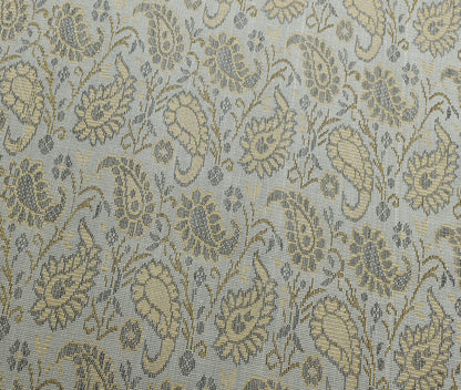 48 Square Indian Banarasi Silk Woven Paisley Dining Table Top Cover Cloth Gray