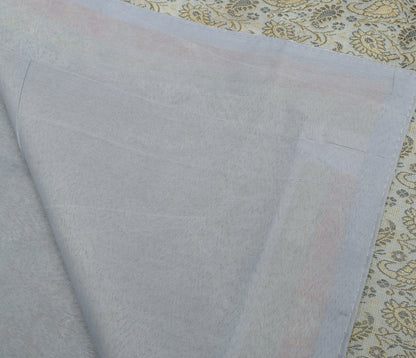 48 Square Indian Banarasi Silk Woven Paisley Dining Table Top Cover Cloth Gray