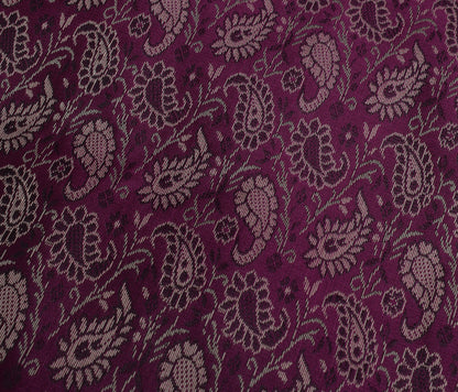Indian Purple Table Top Cover Woven Zari Border Art Silk Brocade 88" x 47" Cloth
