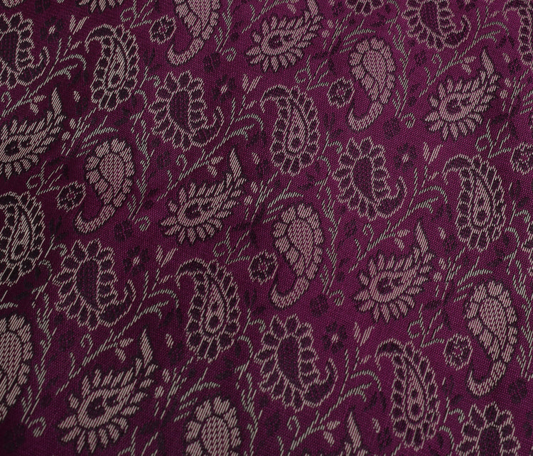 Indian Purple Table Top Cover Woven Zari Border Art Silk Brocade 88" x 47" Cloth