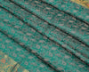 88" x 47"Dining Table Indian Banarasi Silk Woven Paisley  Top Cover Cloth Green