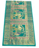 58"x16"Green TableRunner Dining Decor Indian Banarasi SilkBrocade Elephant Cloth