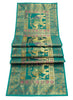 58"x16"Green TableRunner Dining Decor Indian Banarasi SilkBrocade Elephant Cloth